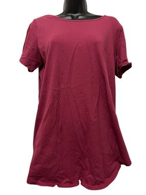Roaman's Short Sleeve Scoop Neck Tee in Raspberry